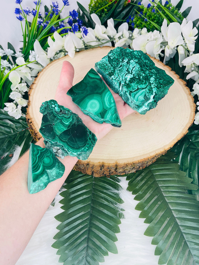 Polished Malachite Slab | Heart Chakra Transformation Happiness Divine Feminine