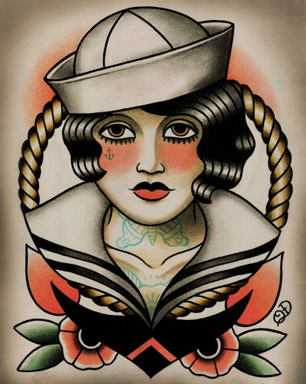 Sailor Girl Tattoo Art Print