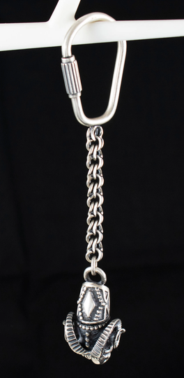 Ram's Head Sterling Silver Keyring-Keychain-Symbol Of Strength, Leadership & Protectiveness-Ancient Greek Motif