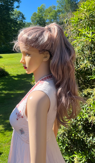 Long Natural Blonde, 360 Lace Free Parting Human Hair Blend Wig Updos Daily