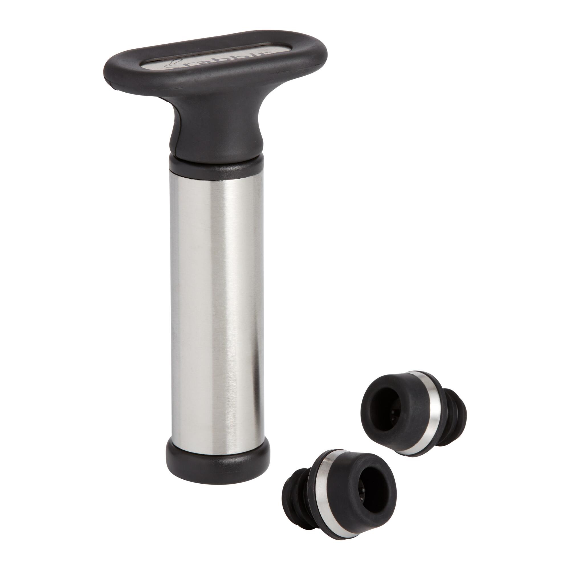 Rabbit Stainless Steel Wine Preserver Set: Black/Silver by World Market