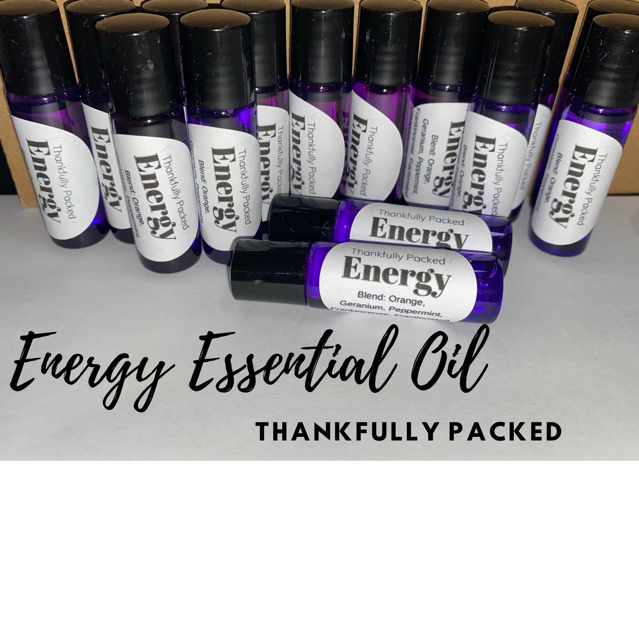 Energy Essential Oil Blend Roller Bottle, Stocking Stuffer Gift, Mini Present, Quarantine Social Distance Travel Size Essential