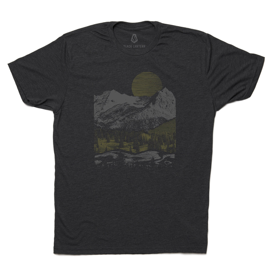 Men's Tri-Blend Graphic Tee - Mountain Duotone Men's/Unisex T-Shirt | Tri-Black