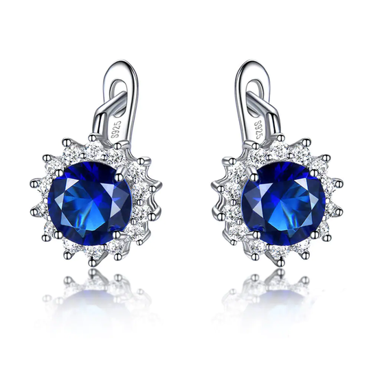 Oval Drop Earrings Created Blue Sapphire Cz Sterling Silver Womens Ginger Lyne