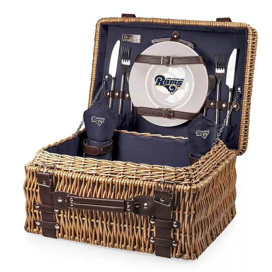 Picnic Time Los Angeles Rams Champion Picnic Basket with Service for 2, Blue