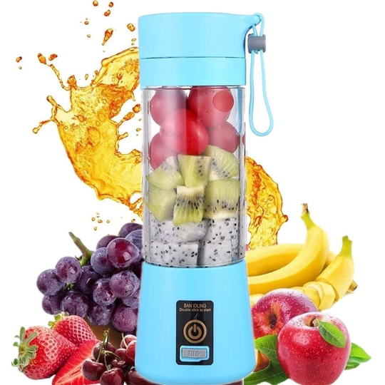Madison 380Ml Portable Blender USB Rechargeable, Juice Extractor Electric Rechargeable Mixer Cup - blue