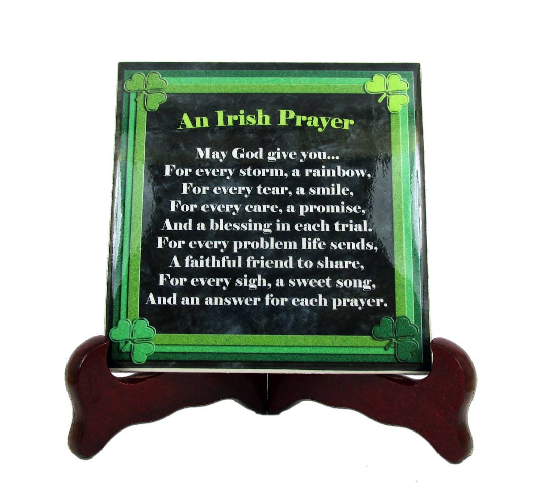 Religious Gifts, An Irish Prayer Wall Hanging Ceramic Tile Handmade - Catholic Ireland Decor/Plaque Holy Art Religious Gift For Him