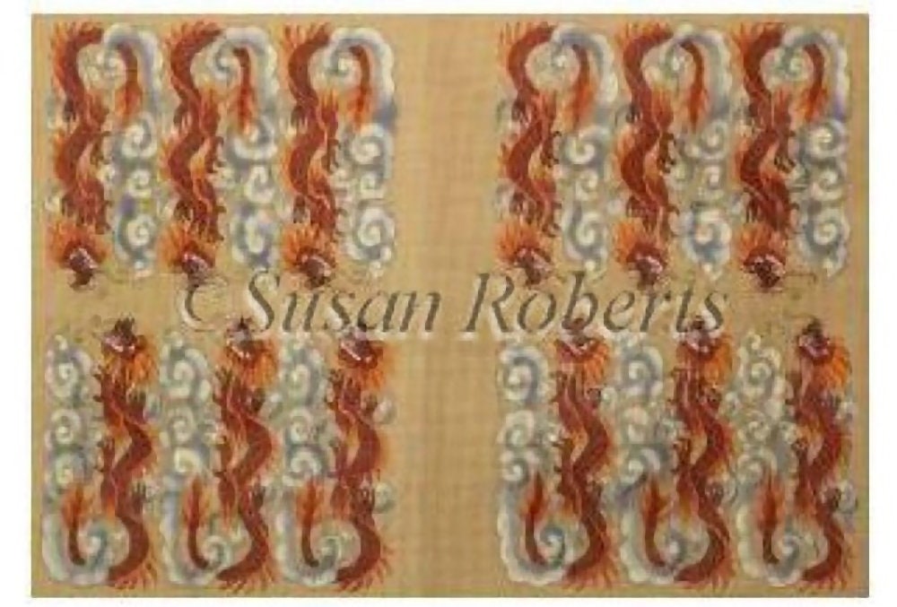 Needlepoint Handpainted Susan Roberts Backgammon Board Chinese Red Dragon -Free Us Shipping