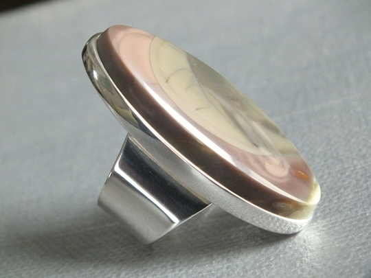 Imperial Jasper Sterling Silver Ring Handmade Metalsmith James Blanchard Size 7 1/4 Free Sizing