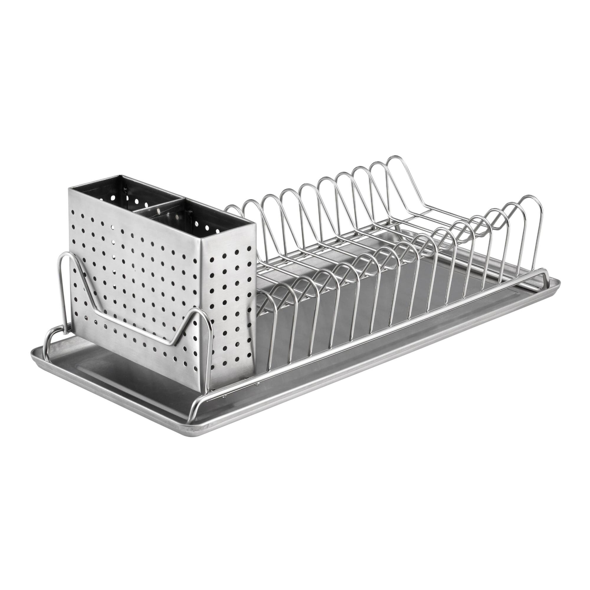 Compact Metal Dish Rack: Silver by World Market
