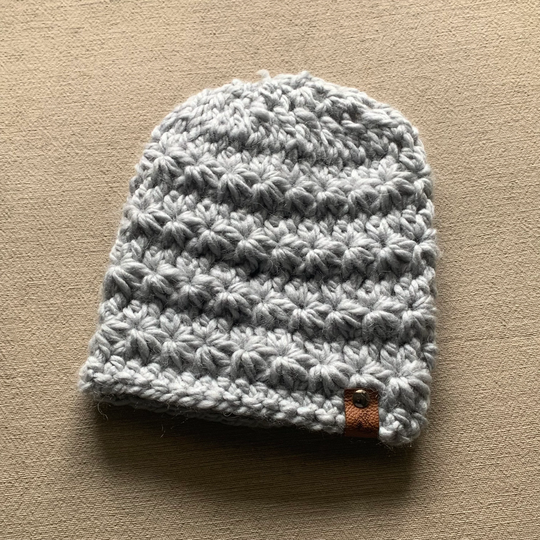 Alpaca Blend Crochet Beanie, Winter Hat, Women's Peaks Light Gray