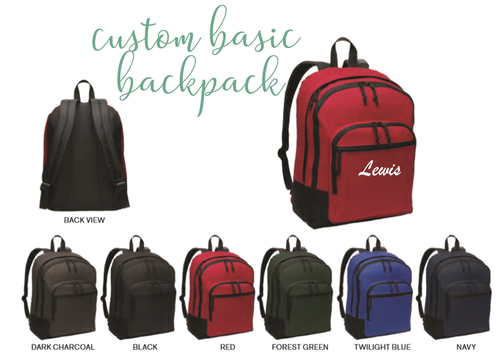 Personalized Backpack - Monogrammed Bag - Custom Embroidery School Laptop Sleeve - Embroider Name Initials Or Logo