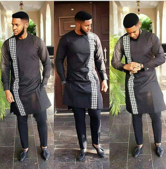 Eze African Men Shirt & Matching Pant Set/African Clothing/African /Dashiki/Tunic Shirt/Prom/Groom Suit