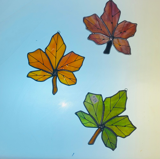 5" X Stained Glass Maple Leaf Suncatcher/ Fall Window Decor/ Autumn Available in A Variety Of Colors