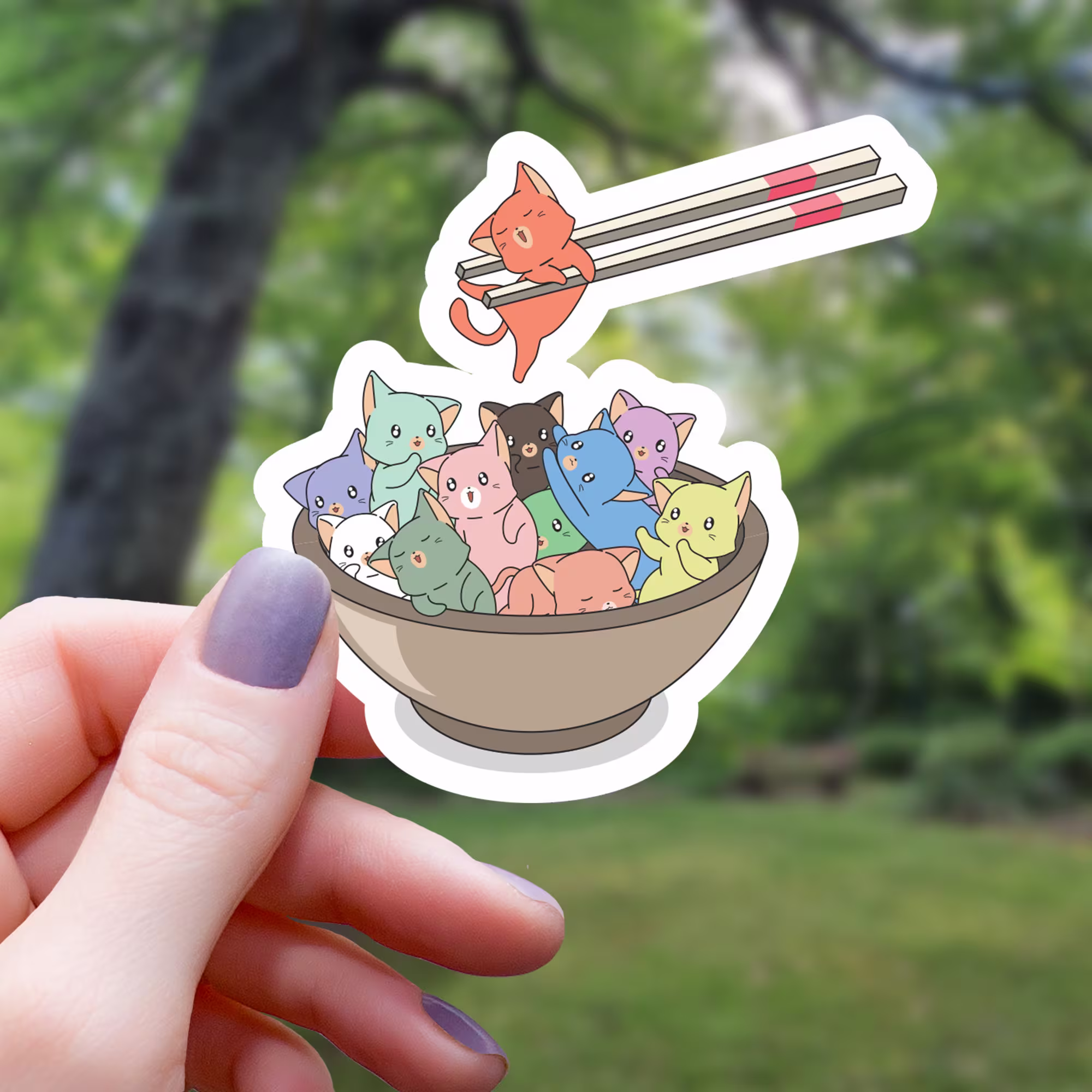 Ramen Cats Sticker | Water Bottle Laptop Waterproof Vinyl
