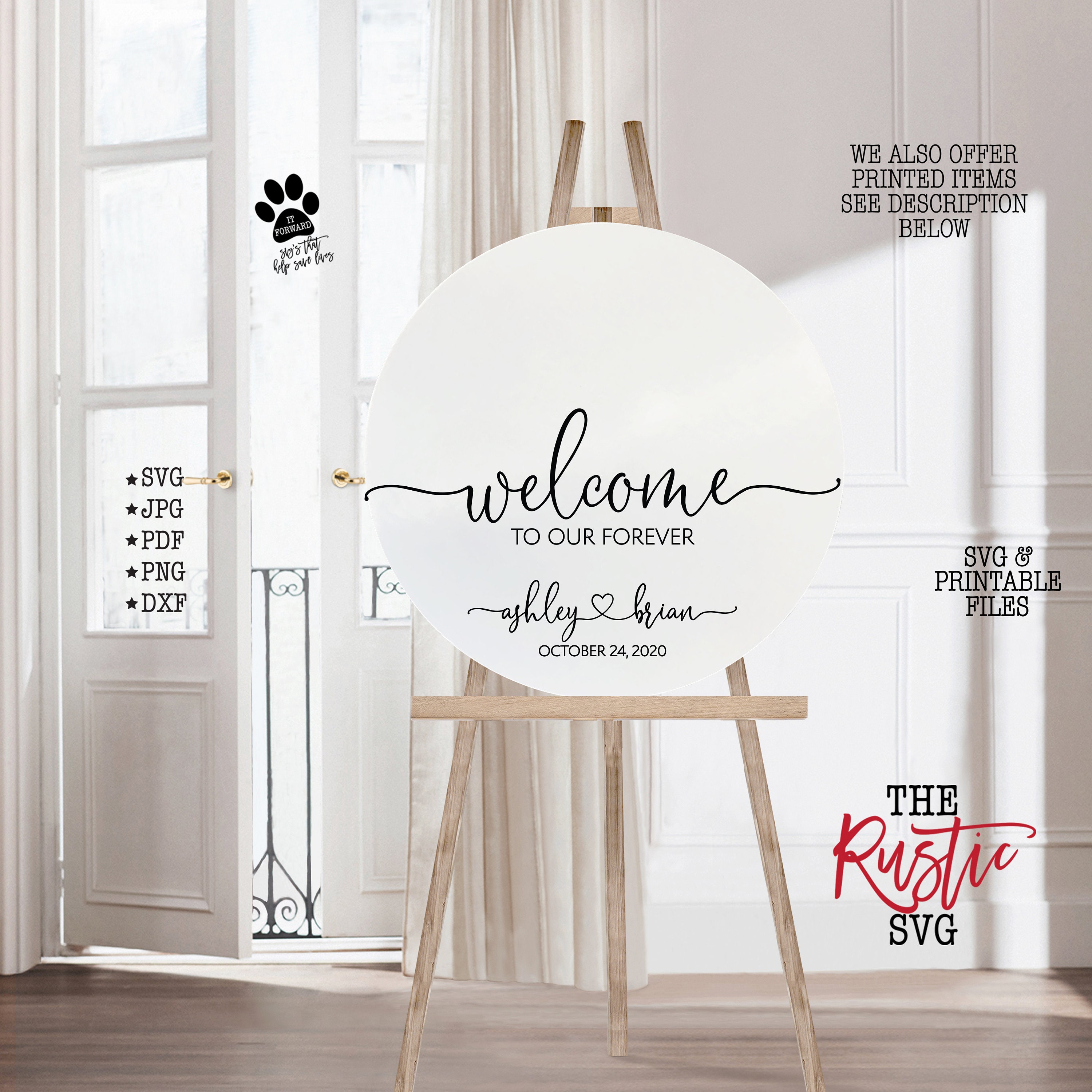 Round Welcome Wedding Sign, Custom Circle To Our Forever, Printable Sign, Circle Sign, Svg, Cricut, Silhouette, 027