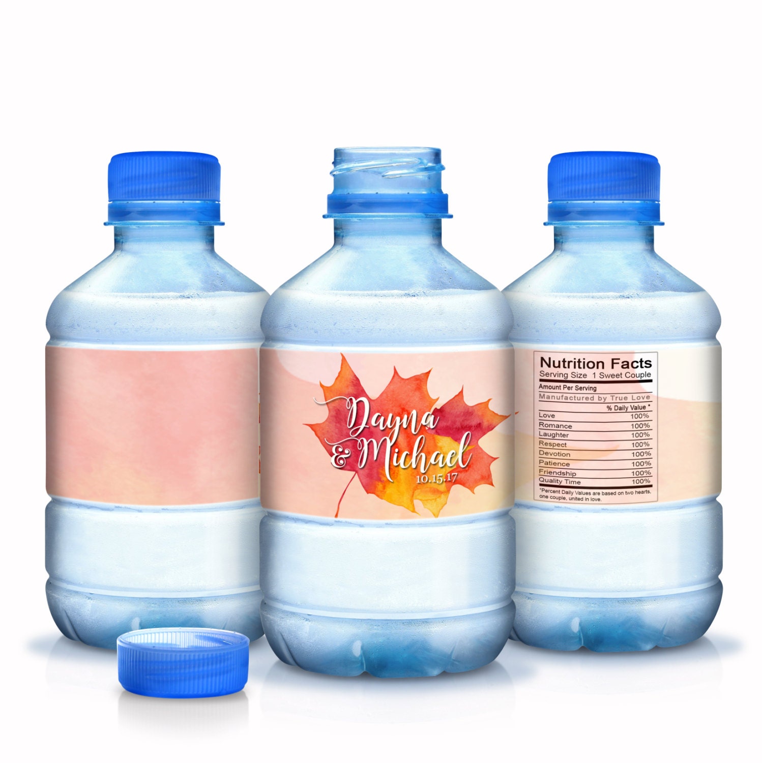 30 Fall Leaves Wedding Water Bottle Labels - Autumn Decor Stickers