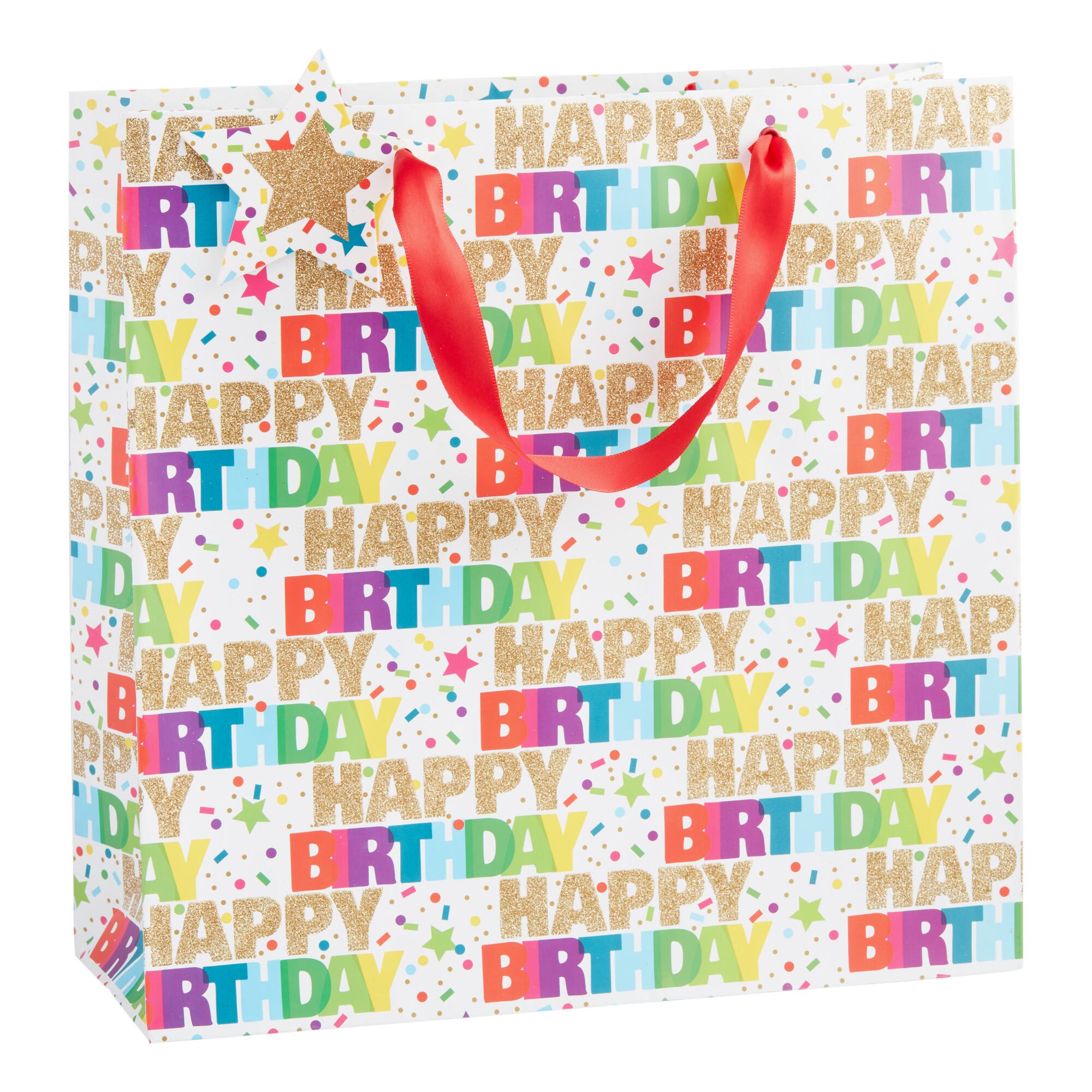Large Happy Birthday Glitter Gift Bag by World Market
