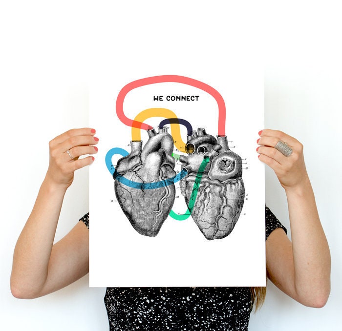 Wall Art Print Doctor Gift We Connect. Human Heart . Romantic Idea. Love Anatomical Ska160Wa4