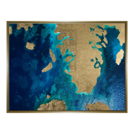 Gold Leaf Land And Sea Print Framed Canvas Wall Art by World Market