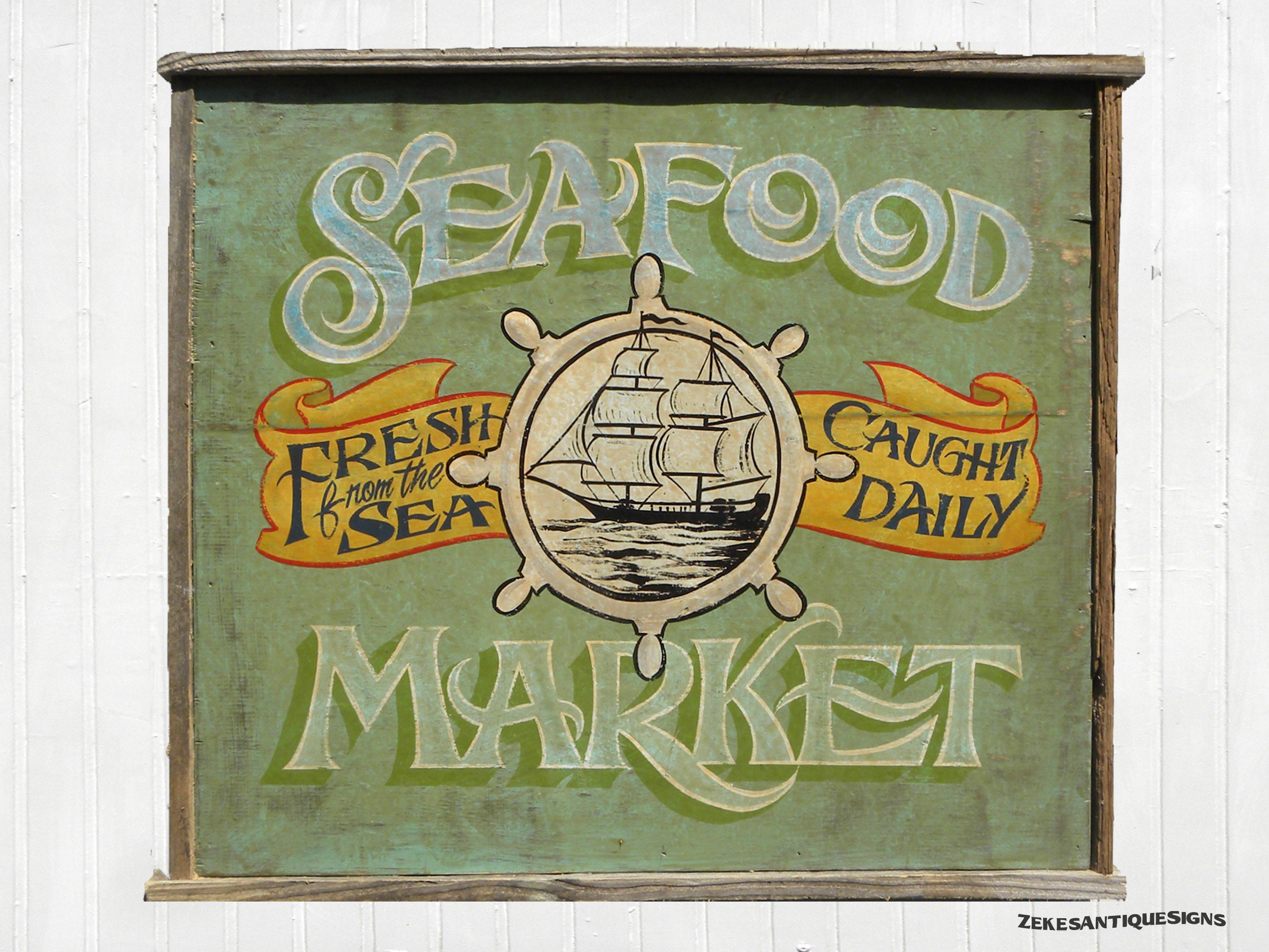 Seafood Market Sign Original Hand Painted . Great Seafood Restaurant Or Beach Decor