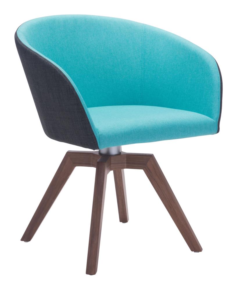 Zuo Modern Set of 2 Wander Contemporary/Modern Polyester/Polyester Blend Upholstered Dining Side Chair (Wood Frame) in Blue | 100268