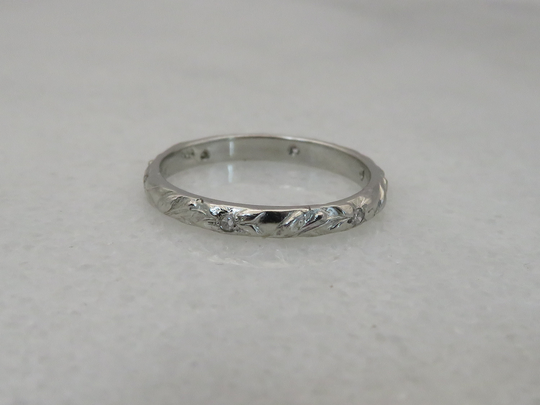 Art Deco Eternity Platinum Diamond Bands Rings. Sz 7.5