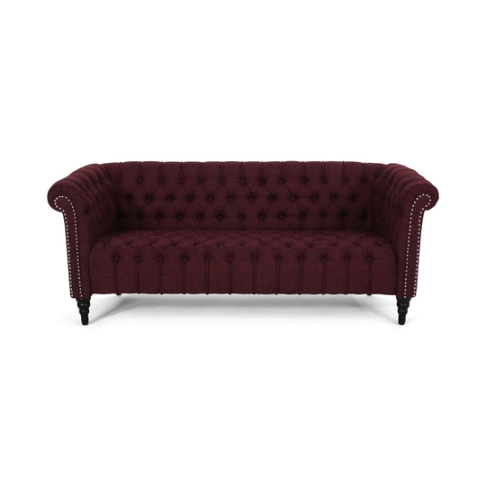 Best Selling Home Decor Barney ville Modern Wine and Black Polyester/Blend Sofa in Red | 309137