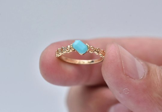 Delicate Gold Ring-Tiny Ring-Delicate Turquoise Gemstone Ring-Light Blue Ring-Minimalist Ring-Simple Ring-Gift For Her