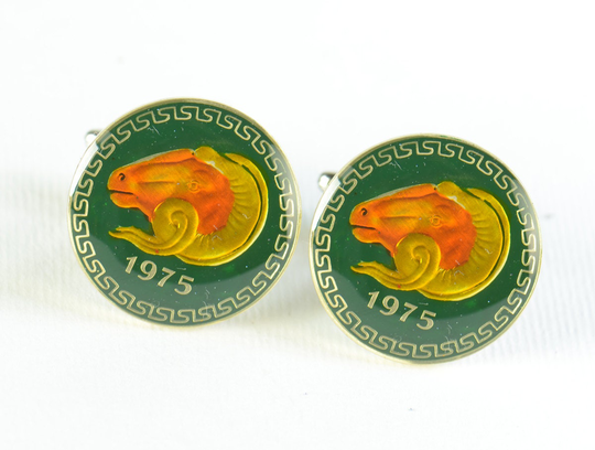 Enamel Coin Cufflinks -Ram Algeria-Mens Gifts-Accessories-Men Gift