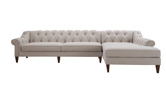 Jennifer Taylor Home Alexandra Glam Sand Beige Yarn Dyed Polyester/Blend Sectional in Off-White | 66070-R-888