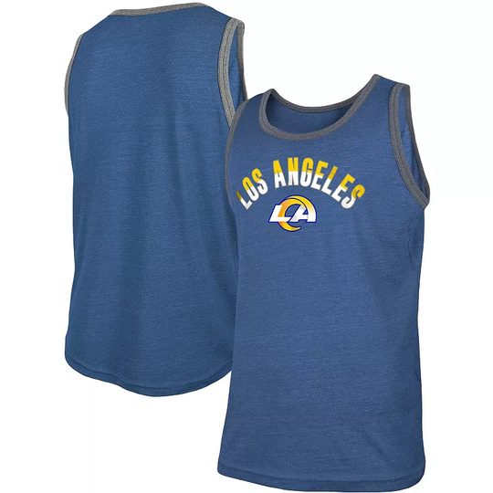 Men's New Era Heathered Royal Los Angeles Rams Ringer Tri-Blend Tank Top, Size: Small, Blue