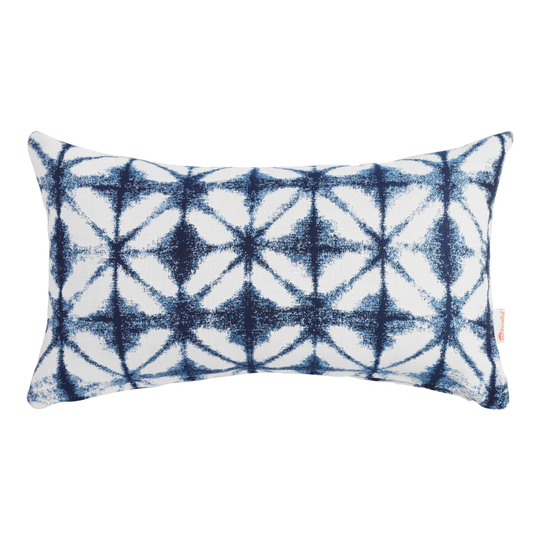 Sunbrella Indigo Tile Outdoor Patio Lumbar Pillow: Blue - Acrylic by World Market