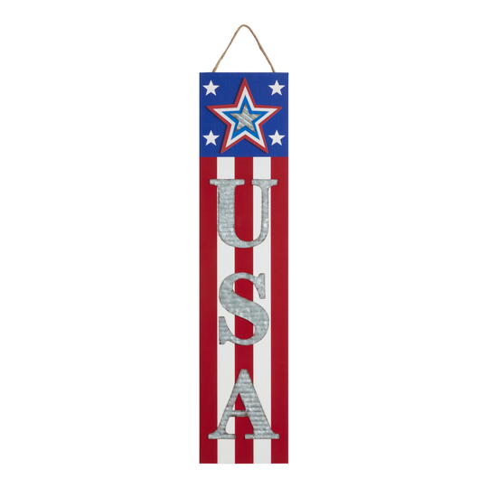 Pier Place Red, White And Blue USA Vertical Wall Hanging: Blue/Red/White - Metal by World Market