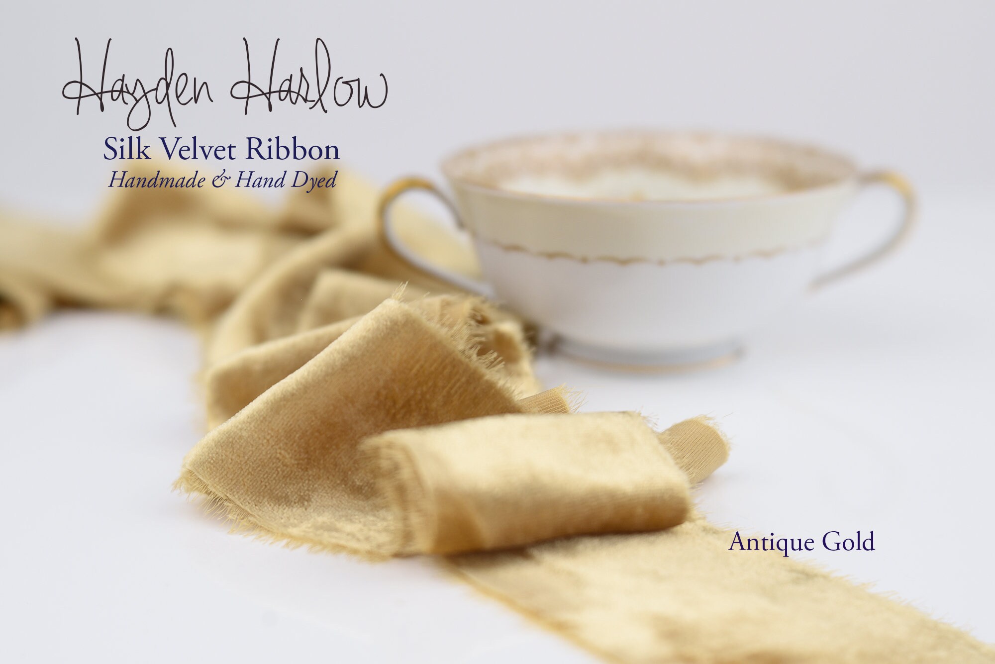 Silk Velvet Ribbon | Antique Gold |Handmade Hand Dyed 1/2 1 2" 3" Stationery Bouquet Gift Wrap Decor Wedding"