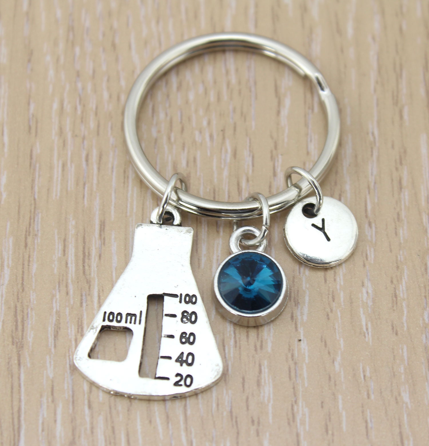 Beaker Charm Keychain, Science Charm, Scientist Gift, Teacher Personalized Christmas Gift
