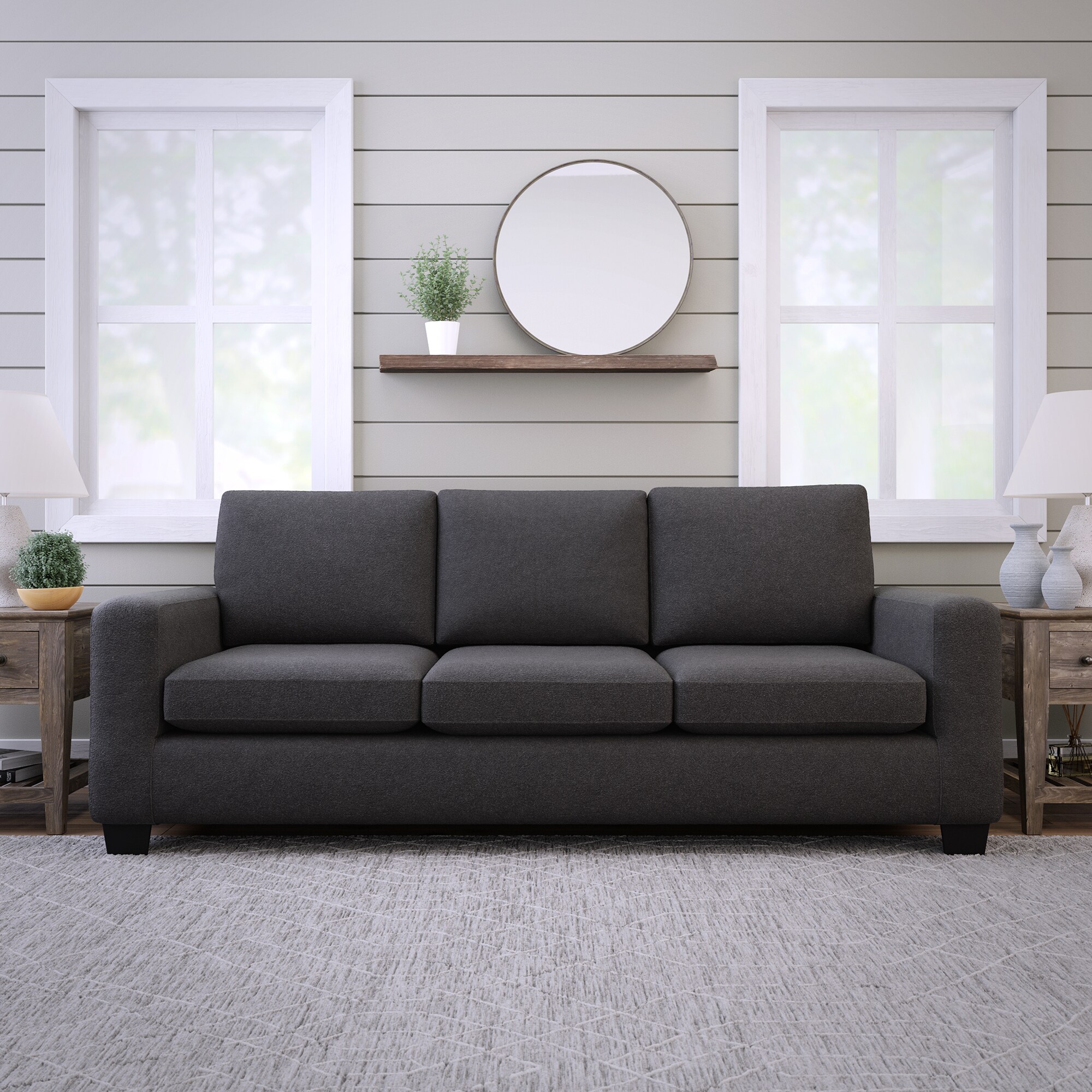 Brookside Shay Modern Charcoal Polyester/Blend Sofa in Gray | BS0001SOF00CH