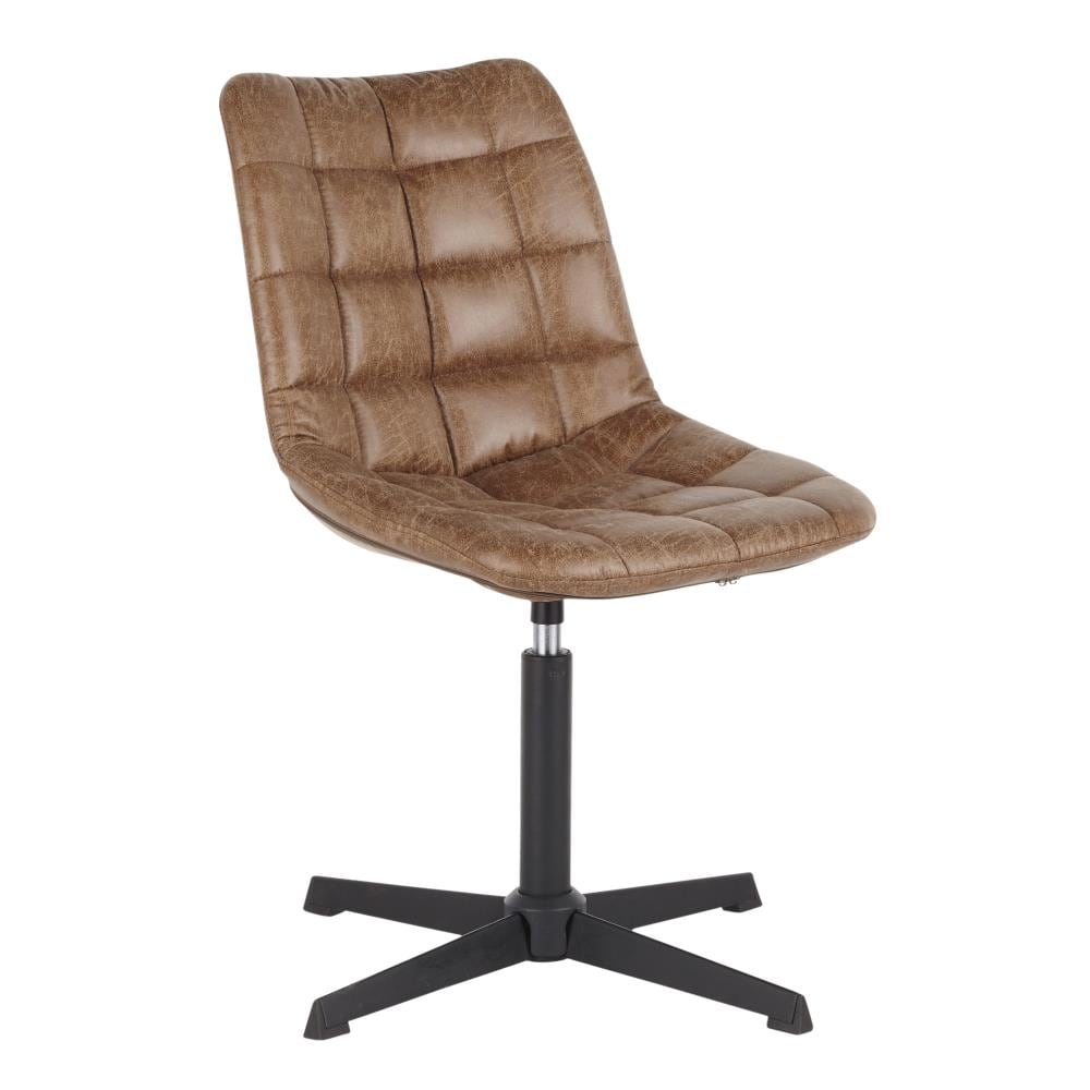 LumiSource Quad Contemporary/Modern Polyester/Polyester Blend Upholstered Swivel Dining Side Chair (Metal Frame) in Brown | DC-QUAD BKLBN