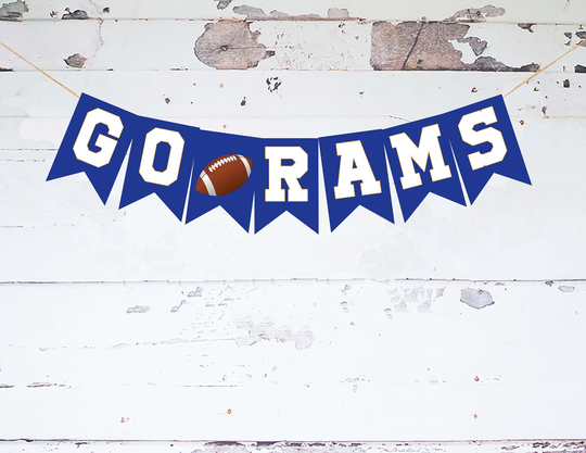 Go Rams, Rams Decorations, Banner, Card Stock Football Party Decor, P230