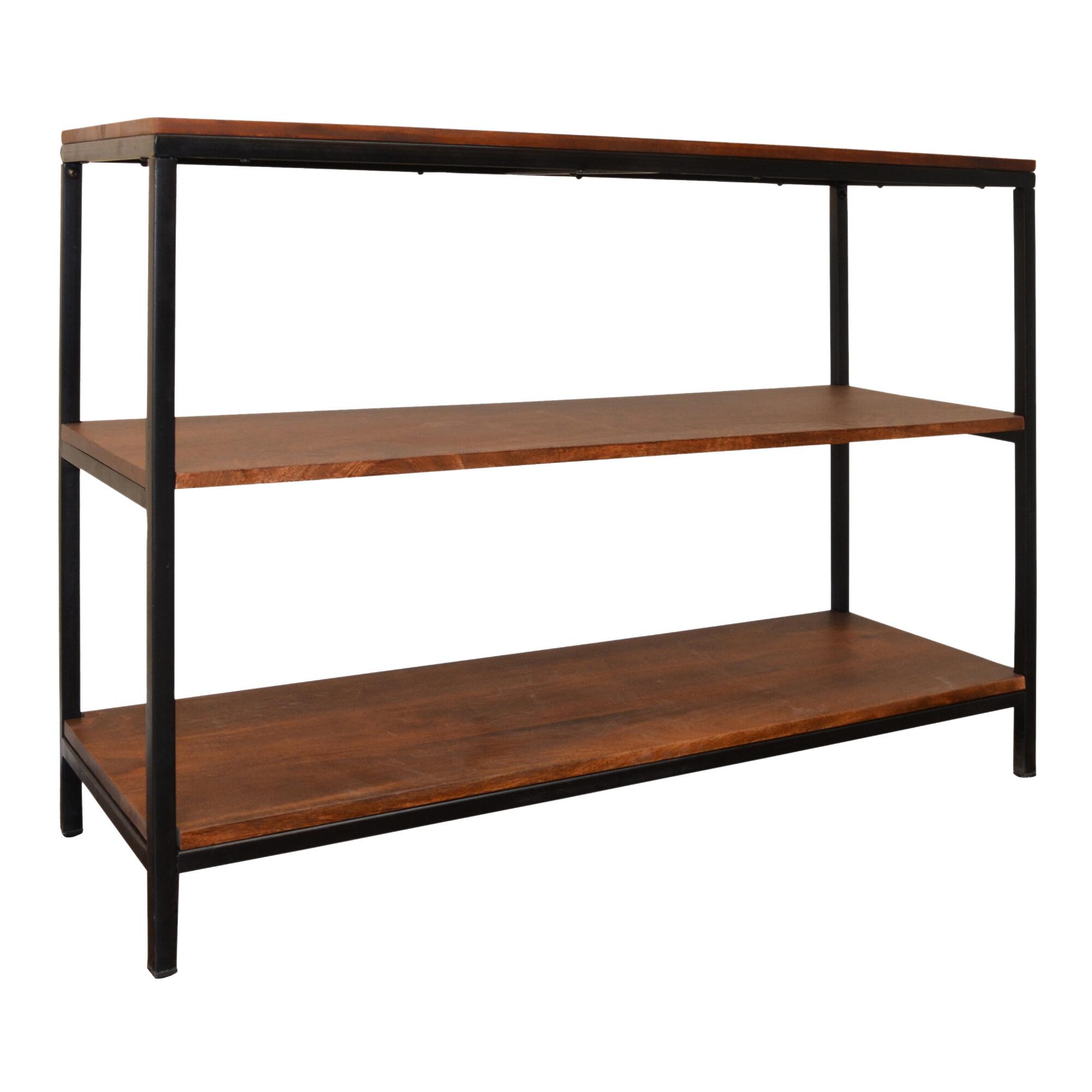 Chestnut Wood and Black Metal 3 Tier Willard Storage Shelf by World Market