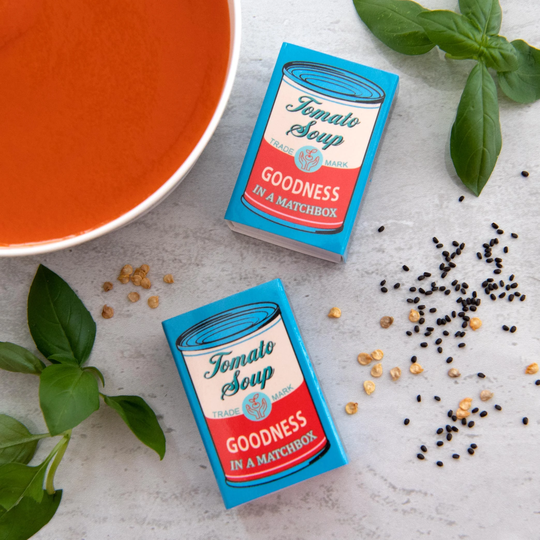 Grow Your Own Tomato Soup in A Matchbox, Birthday Gift For Him, Pop Art, Funny