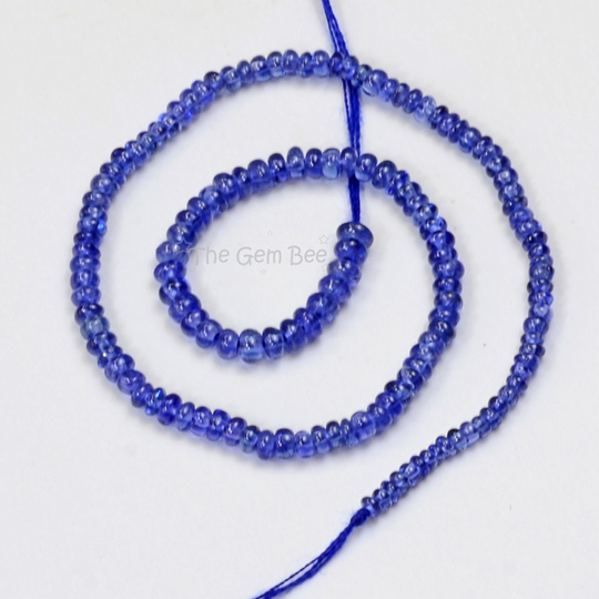 1.8mm-2.8mm No Heat Unheated Burmese Violet Blue Sapphire Smooth Rondelle Bead 7" Strand