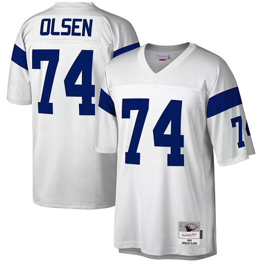 Men's Mitchell & Ness Merlin Olsen White Los Angeles Rams 1969 Legacy Replica Jersey, Size: 2XL