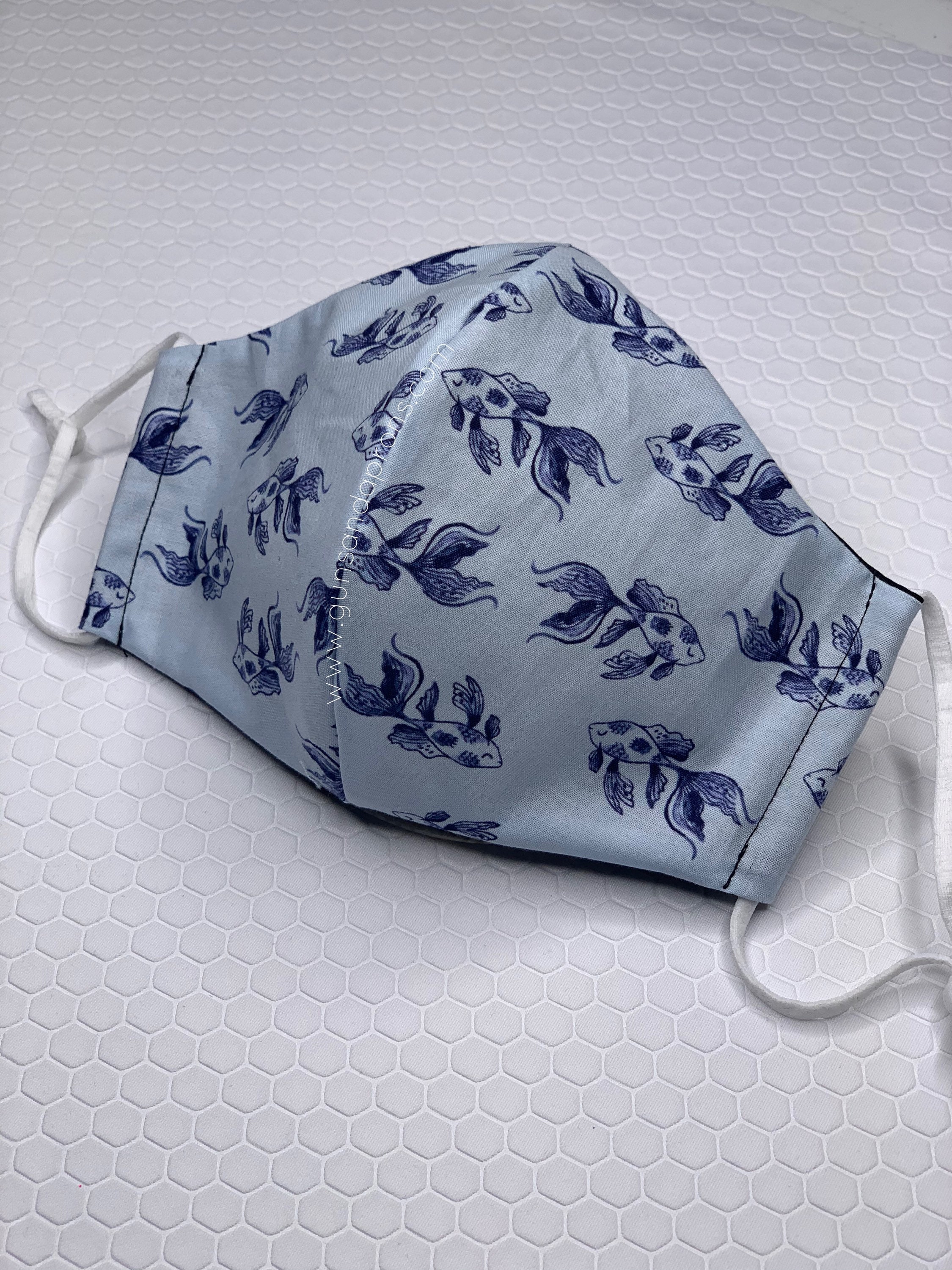 Goldfish Face Mask, Seafood Facemask, Washable Protection, 100% Cotton, Adjustable Nose Bridge