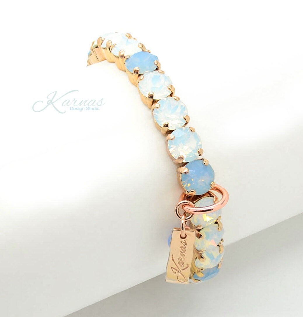 Opalescent 8mm Crystal Elastic Stretch Bracelet Made With K.d.s. Premium Pick Your Finish Karnas Design Studio Free Shipping