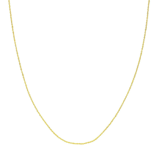 0.85mm Singapore Twisted Sparkle Chain Necklace Real 14K Yellow Gold