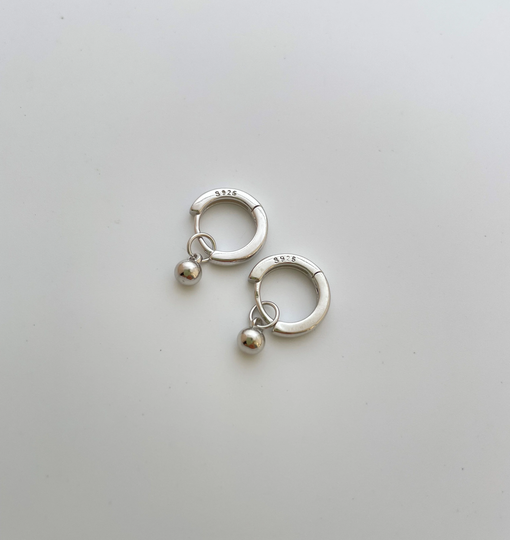 sterling Silver 17mm Ball Drop Hoop Earring Endless Hoops Huggies Simple Earrings Everyday/Gift For Her