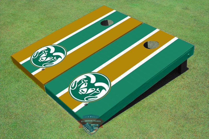 Corn Hole Ncaa Colorado State University Rams Logo Alternating Long Stripe Cornhole Boards