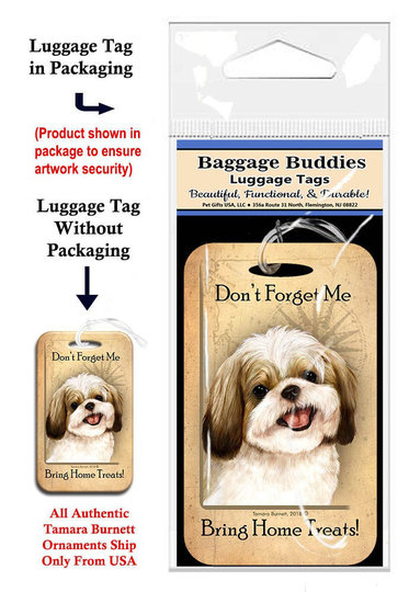 Baggage Buddies Luggage Tag Shih Tzu Gold & White