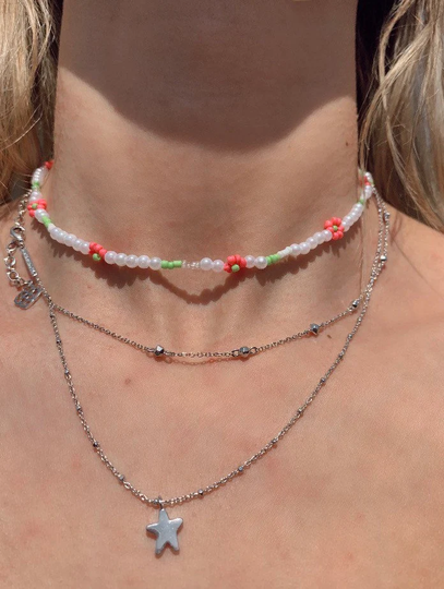 Pearl Flower Beaded Necklace